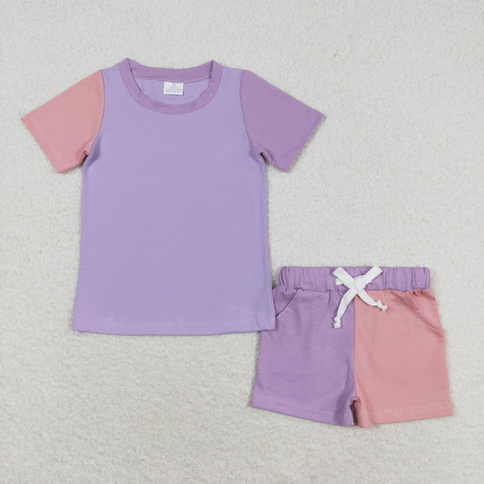 GSSO1270 purple & pink short sleeve shorts girls pajamas