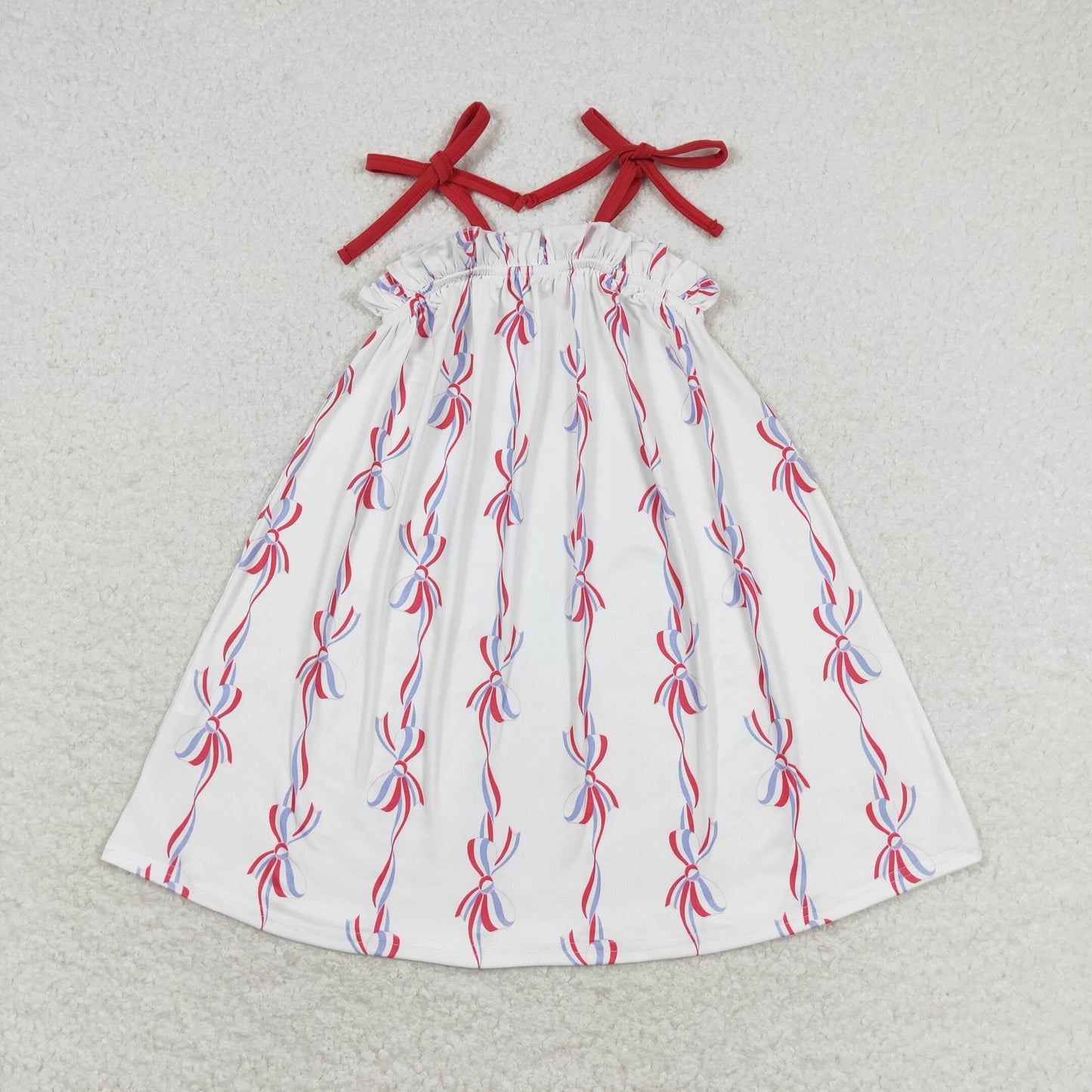 GSD1274 July 4th red blue bows girls dress