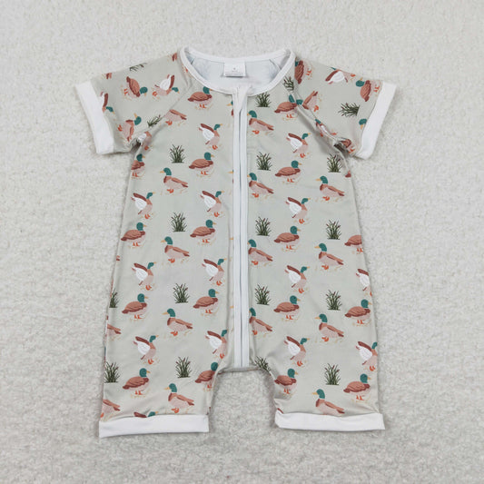 USA SHOP SR0877 Mallard Short Sleeve Zipper Kids Romper
