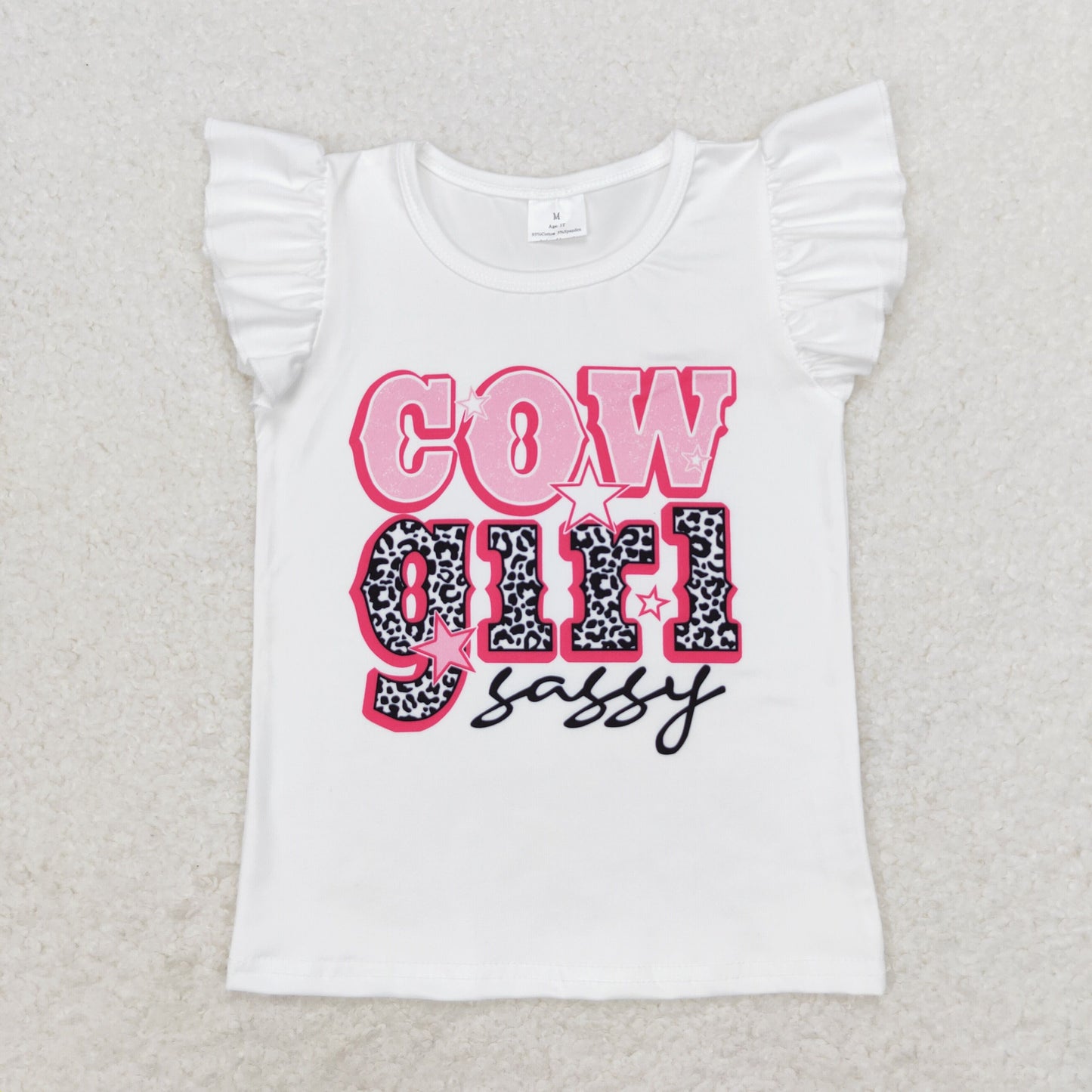 GT0504 cowgirl sassy flutter sleeve girls top