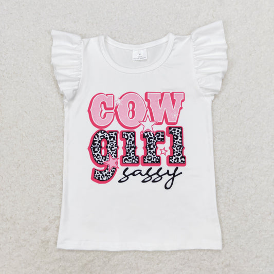 GT0504 cowgirl sassy flutter sleeve girls top