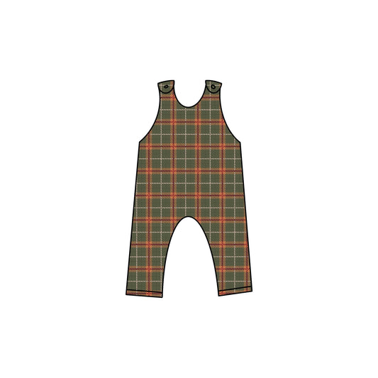 custom style green checkered sleeveless boys jumpsuits