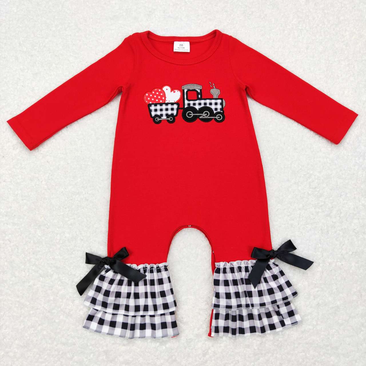 LR0780 Valentine's Day heart truck red long sleeve girls romper