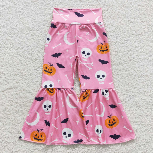 P0218 Halloween pumpkin skull pink girls pants