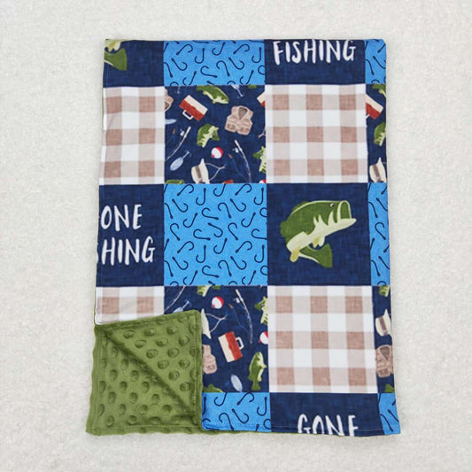 BL0097 Gone fishing green baby blanket