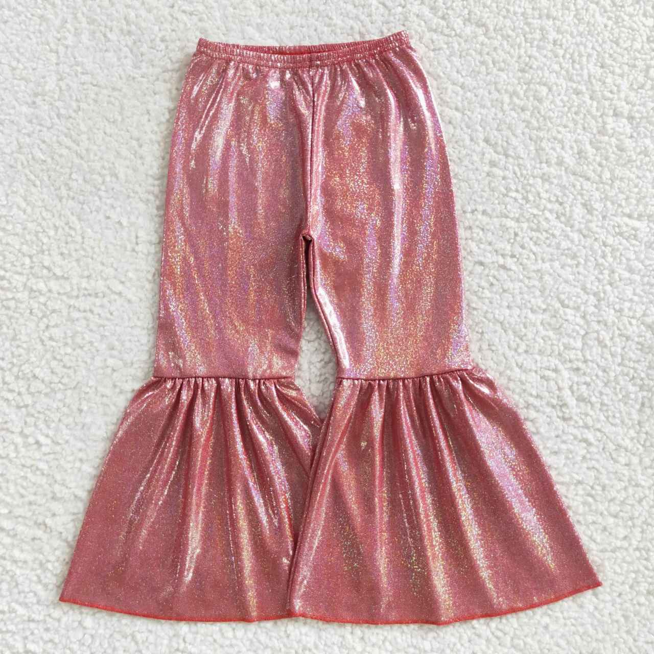 P0181 Red Metallic Glitter Lurex Shimmer Silk Disco Pants