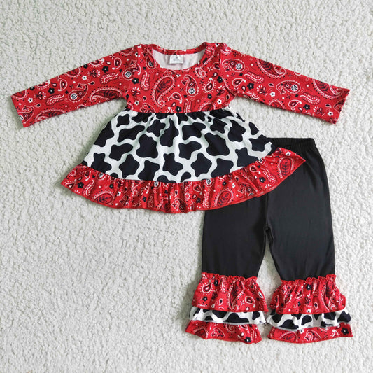 6 B2-23 Christmas Cow Print Kids Clothes Set