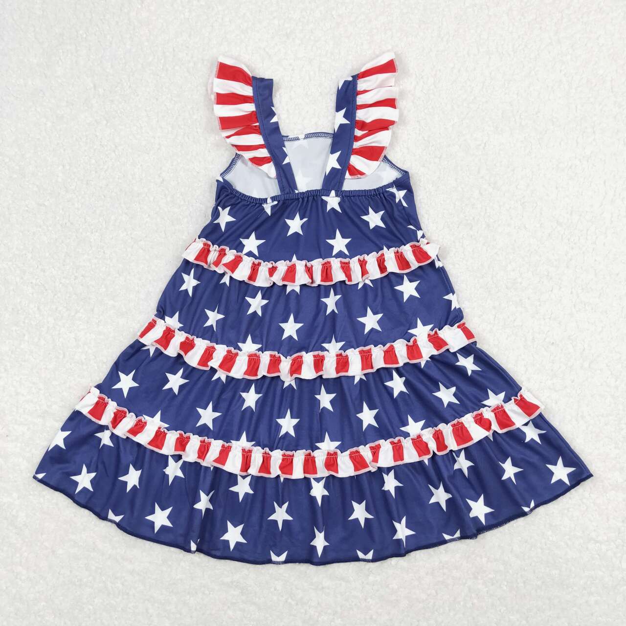 GSD0681 July 4th Blue Star Flutter Sleeve Girls Dress