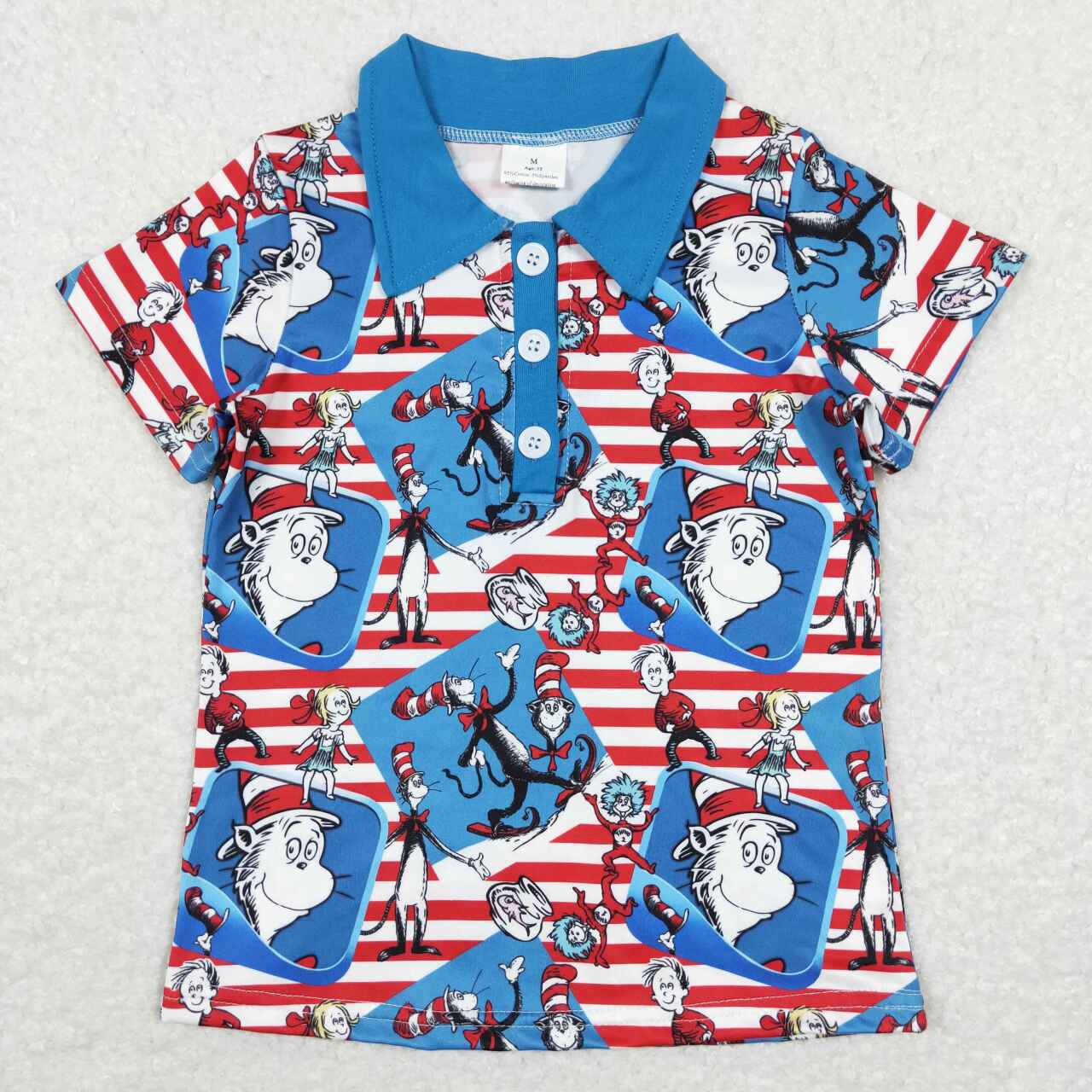 BT0483 Cartoon Dr blue short sleeve boys top