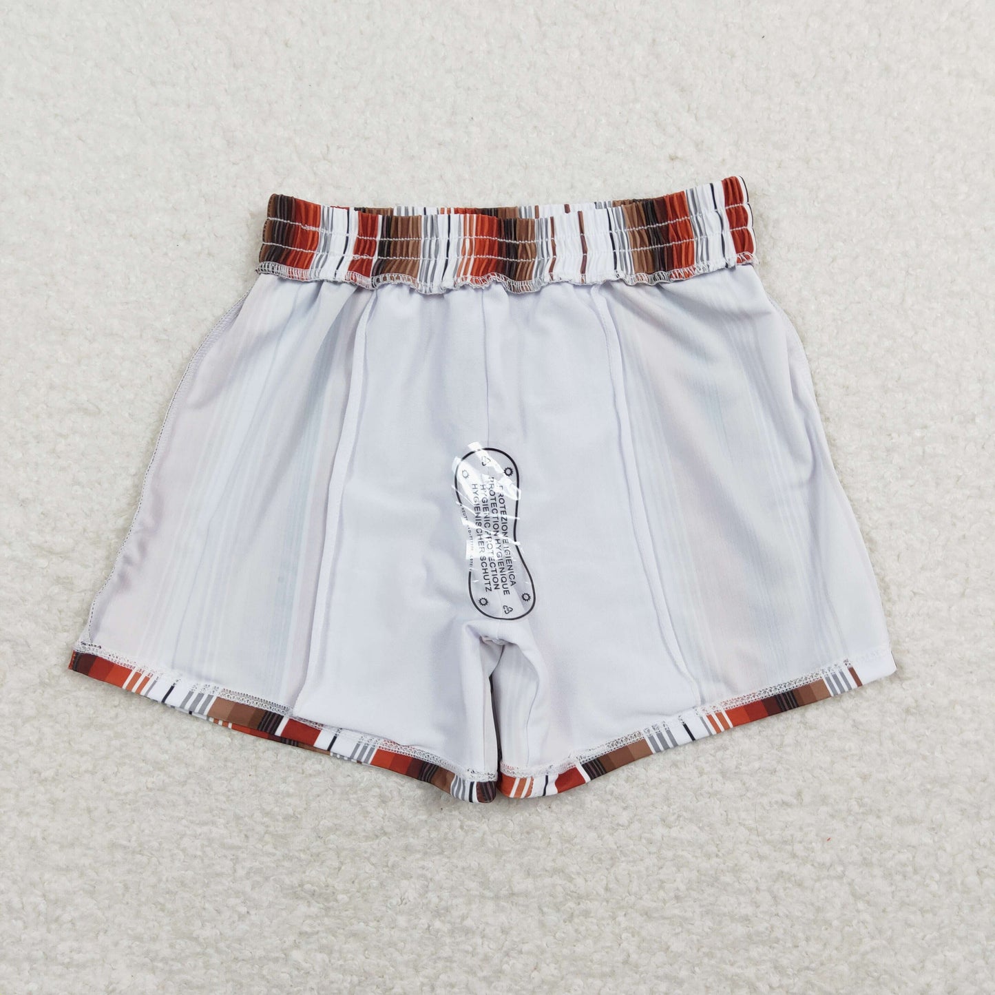 S0237 Orange red striped boys swimming trunk