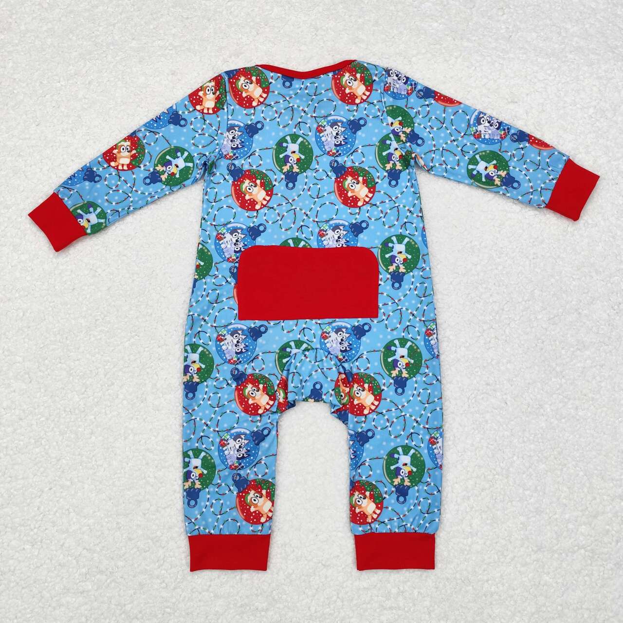 LR1315 Christmas blue dog blue long sleeve boys zipper romper