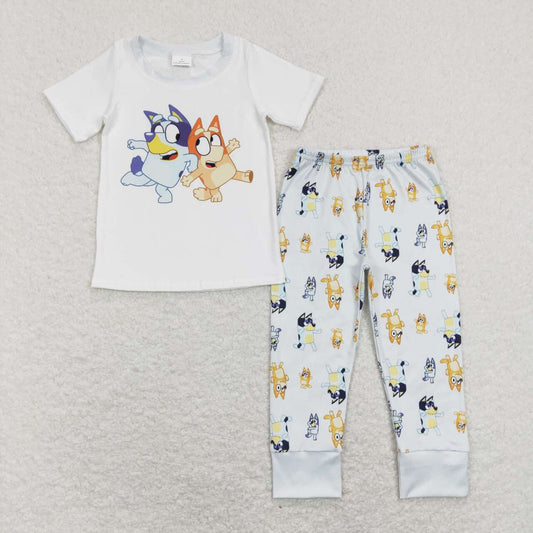 BSPO0265 Cartoon dog short sleeve Pants boys set