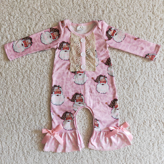 6 A7-5 Pink Christmas Santa Girls Romper
