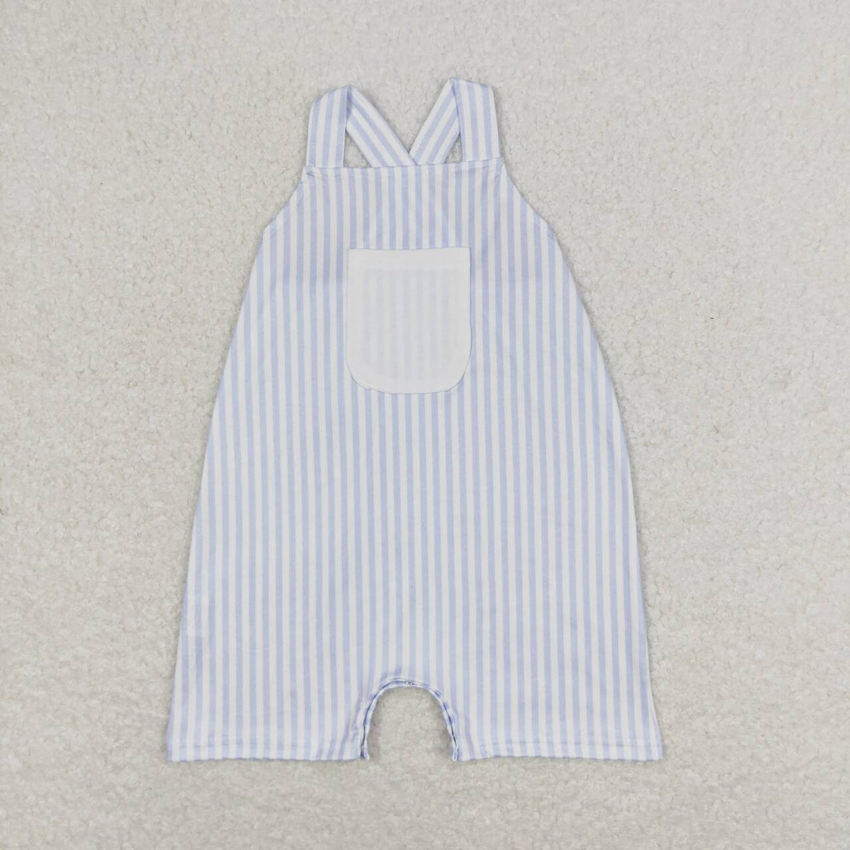 SR1362 blue striped pocket boys romper