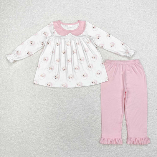 GLP1531 Christmas Santa long sleeve pink pants girls set