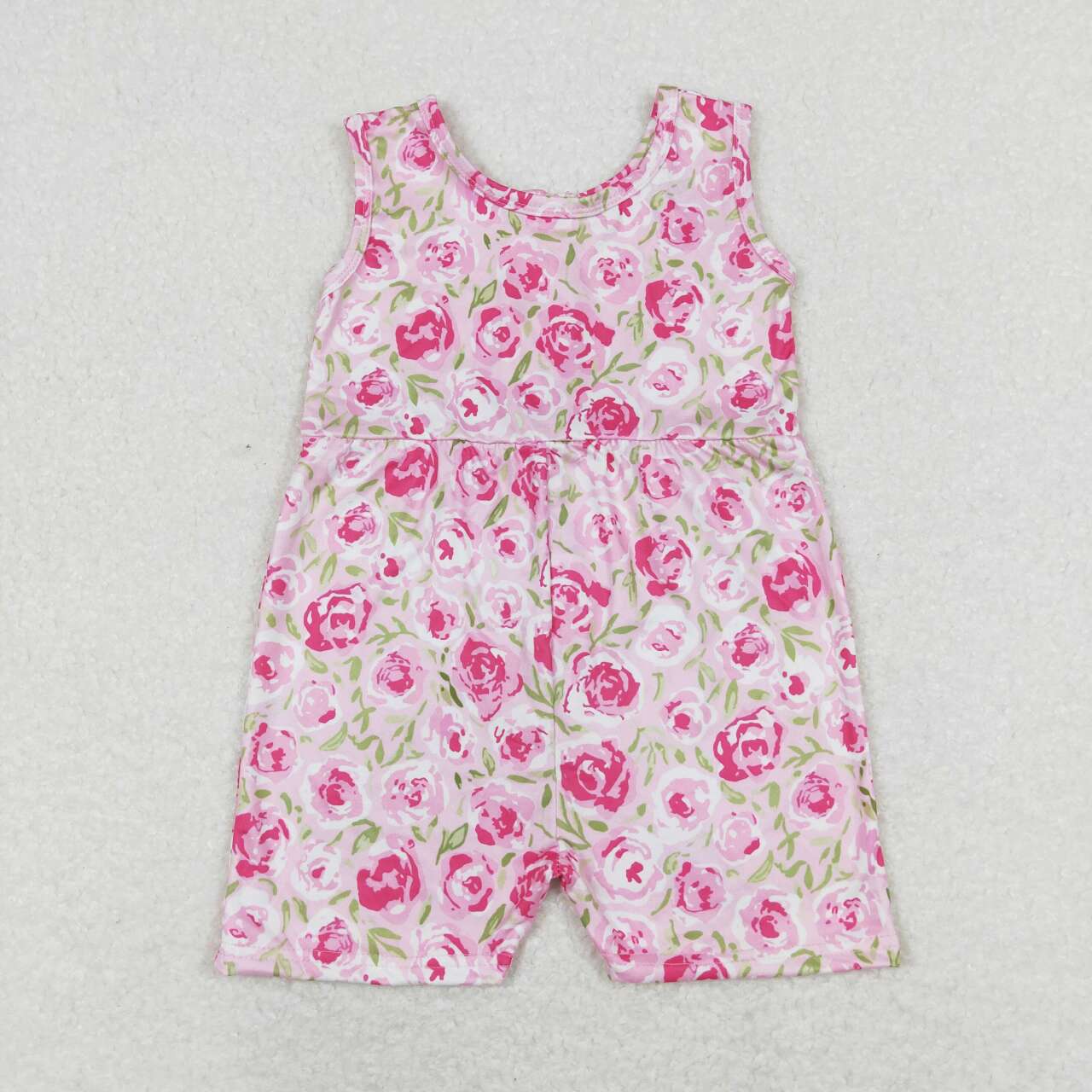 SR1127 Hot pink flowers sleeveless girls jumpsuits