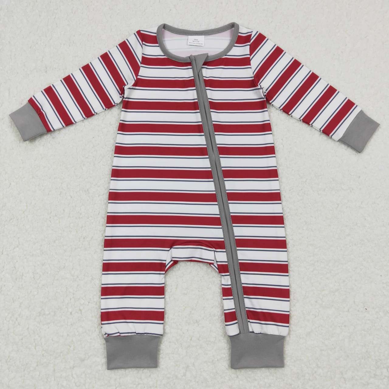 LR0748 Red striped long sleeve girls romper