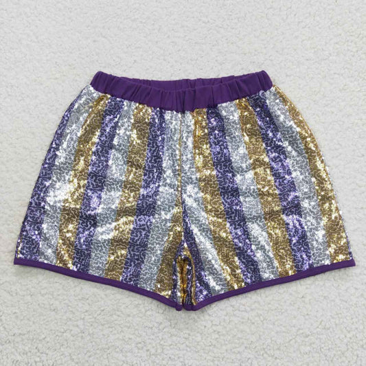 SS0118 Purple golden white sequin adult shorts