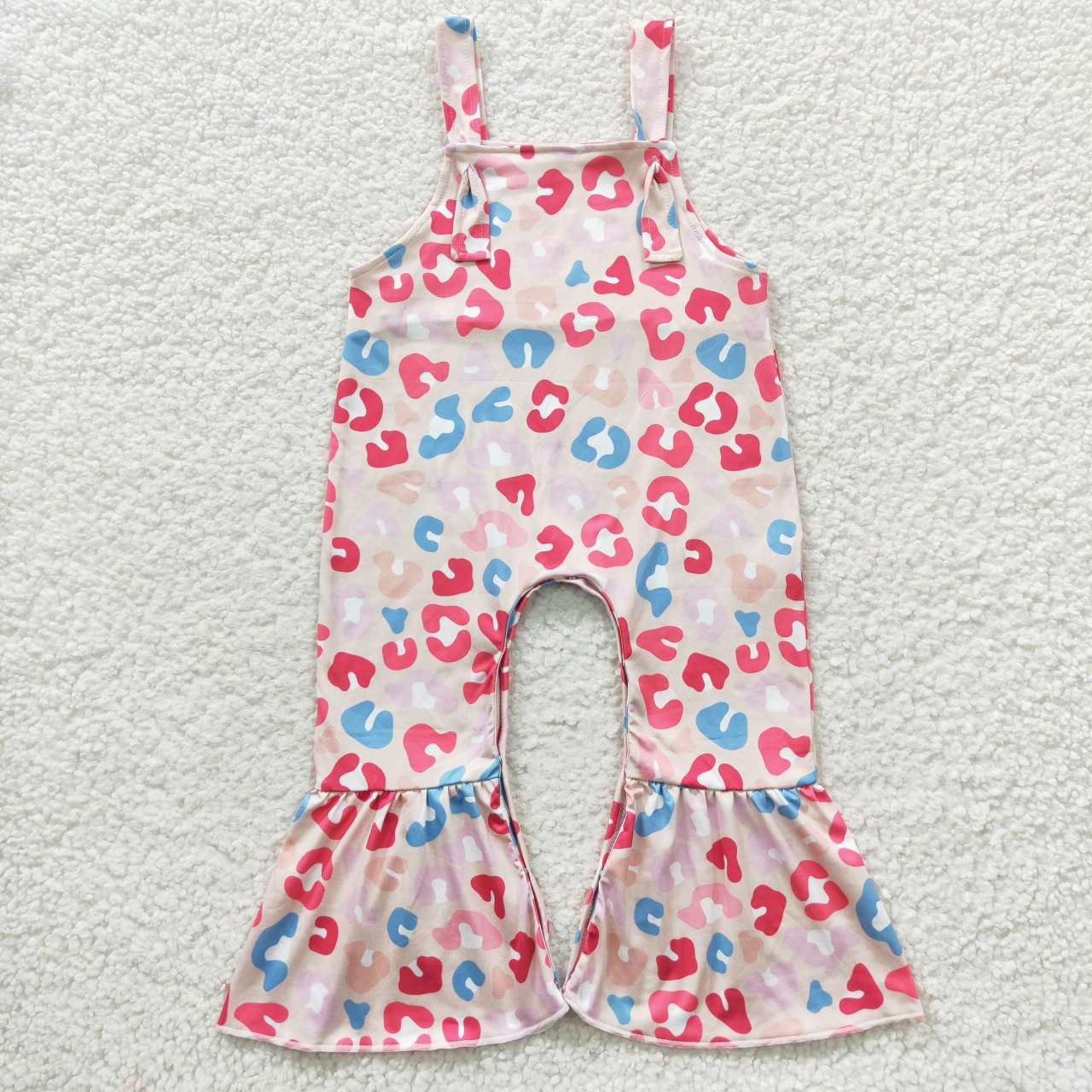 SR0379 Pink & Blue Leopard Girls Summer Jumpsuits