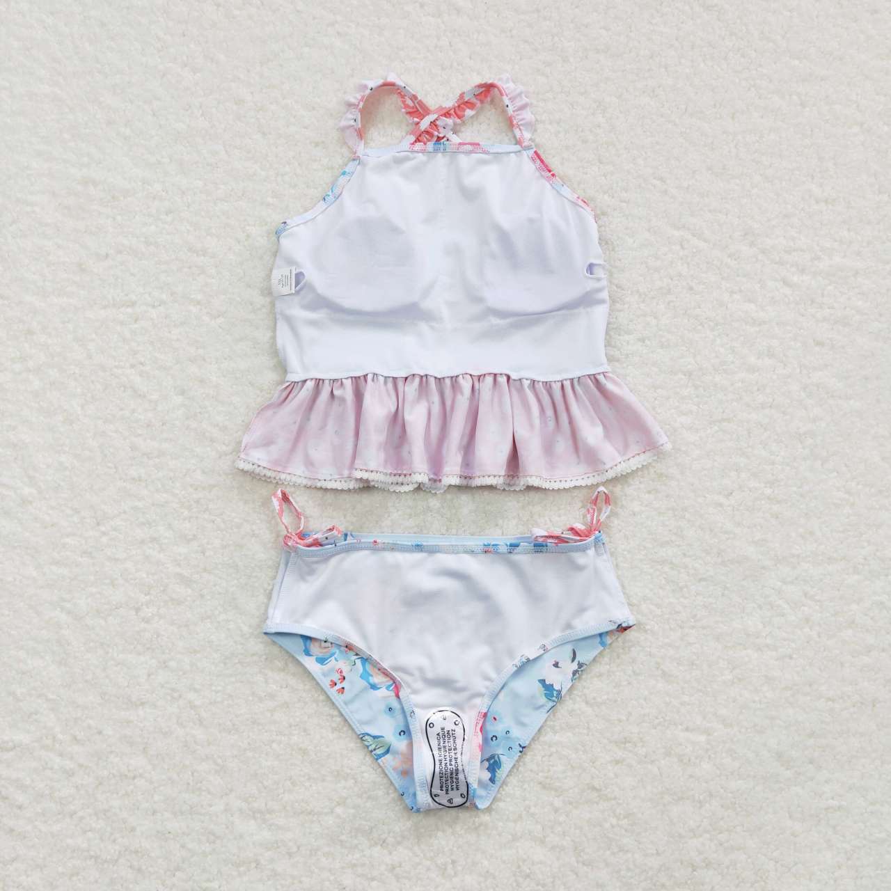 S0159 Flowers blue pink girls swimsuits