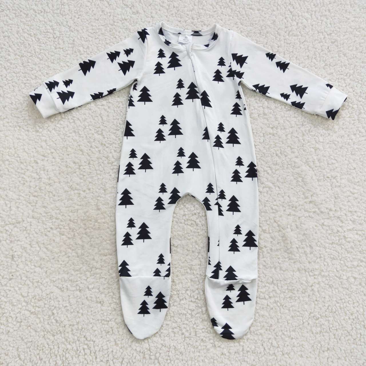LR0552 Tree white long sleeve kids romper