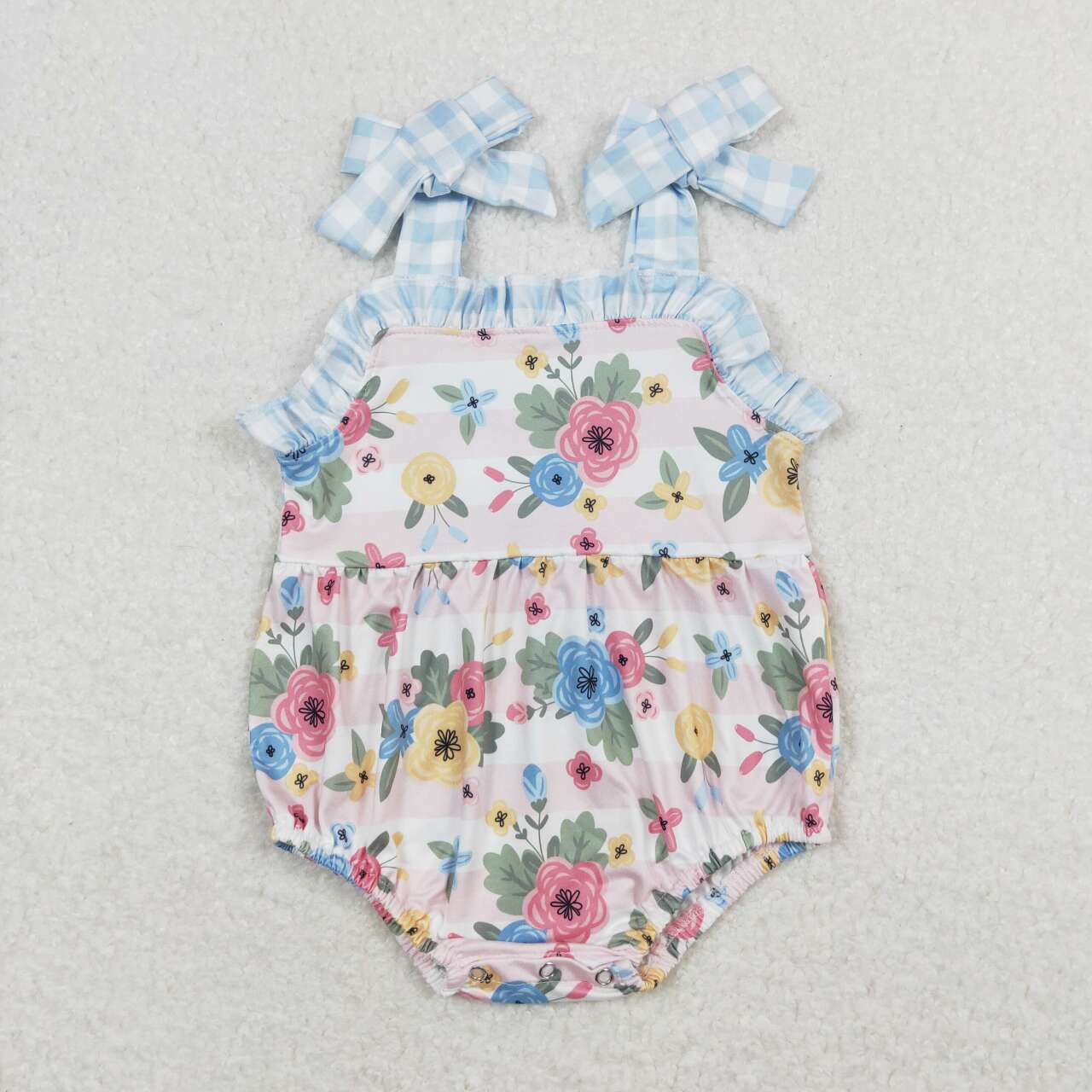 SR0970 Colorful Flowers Pink Blue Sleeveless Girls Romper