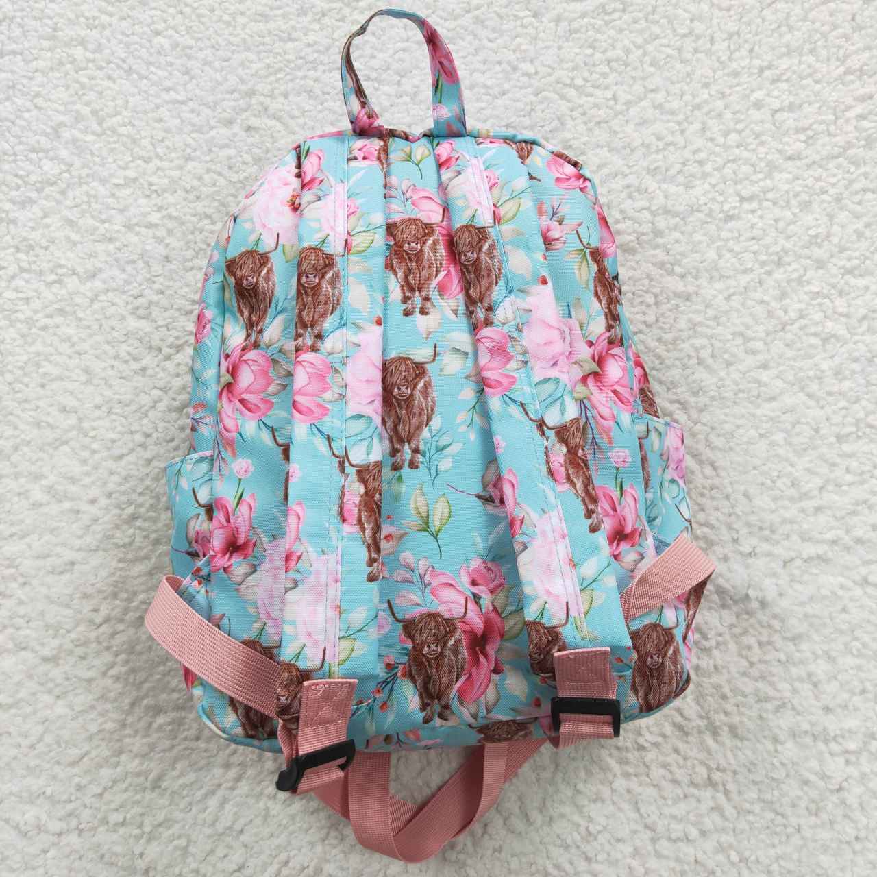 USA SHOP BA0081 Highland Cow Flowers Blue Bag