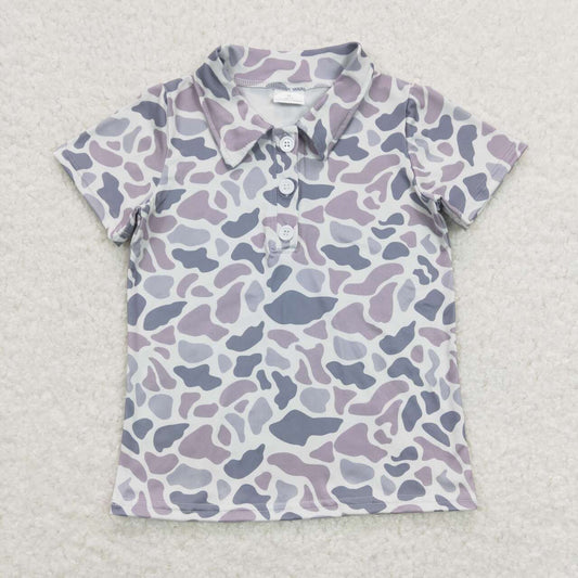 BT0597 Grey camo short sleeve boys top