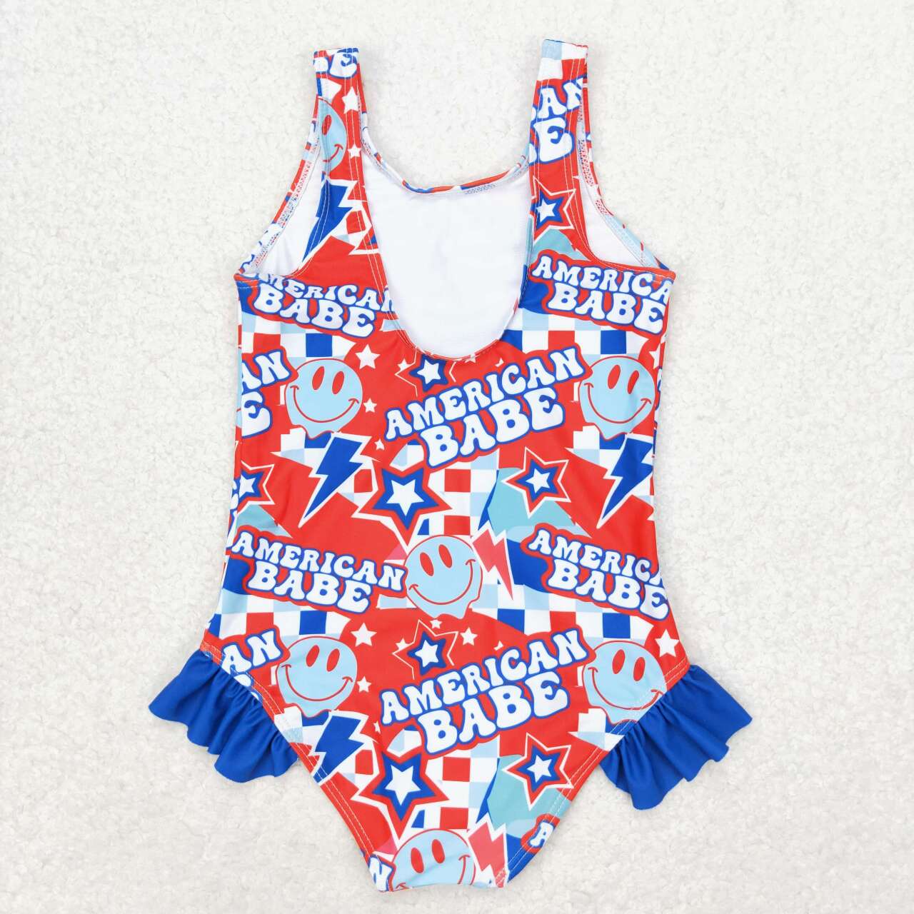 S0214 July 4th American Babe Smile Sleeveless Girls Bathing Suits Swimsuit