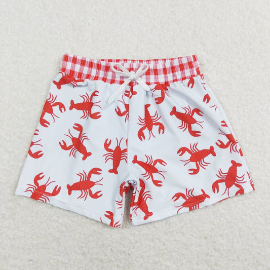S0202 Boys Red Cray Swimming Trunks
