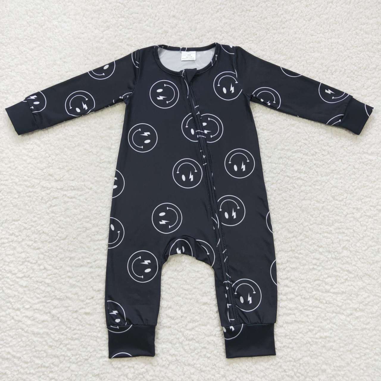 LR0654 Smile black long sleeve kids romper