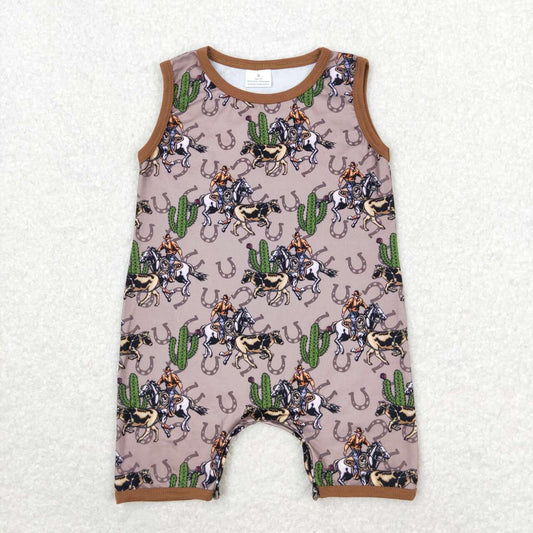 SR1101 Western rodeo cactus sleeveless boys romper