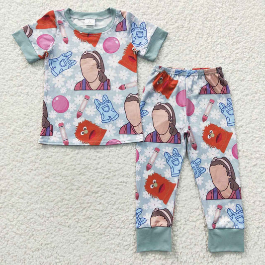 BSPO0101 Teacher Short Sleeve Cartoon Kids Romper Set