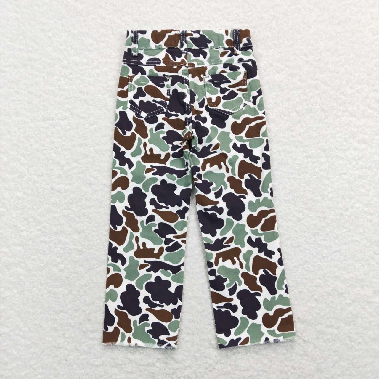 P0413 Boy Hunting Green Camo Ripped Boys Denim Pants Boys Jeans