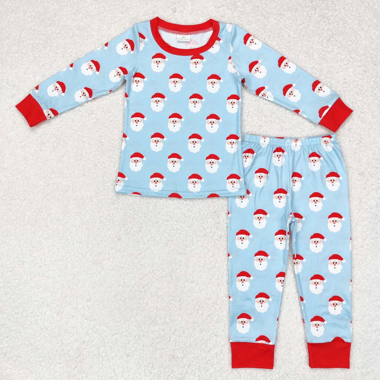 BLP0523 Christmas Santa blue long sleeve pants boys pajamas