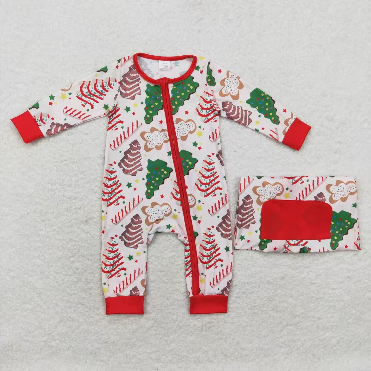 USA SHOP LR1150 bamboo Christmas its the season cake long sleeve zipper romper