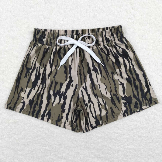 S0194 Camo Green Boys Swimming Trunks