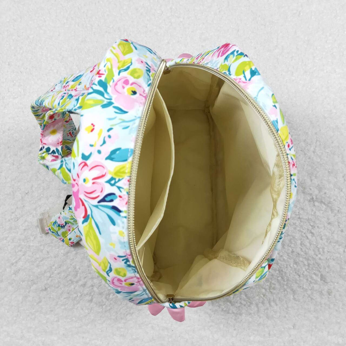 BA0176 colorful flowers green kids bag