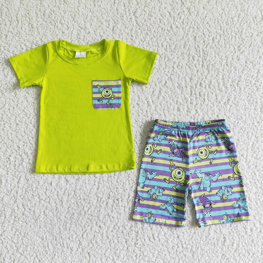 BSSO0044 Cartoon Green Boys Set