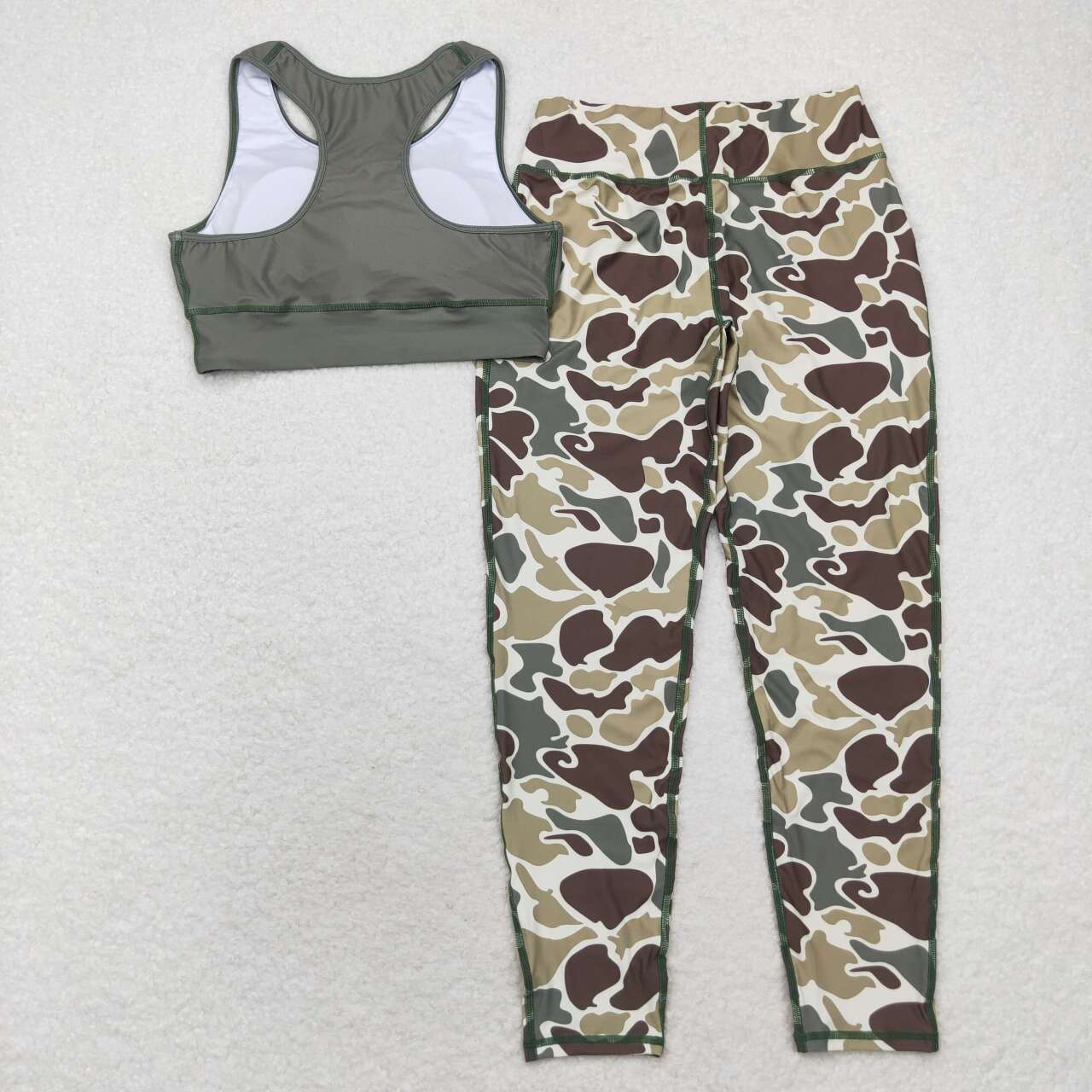 GSPO1665 green purple sleeveless camo pants adult yoga clothes