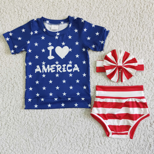 GBO0039 4th Of July Baby Girls Bummies Set