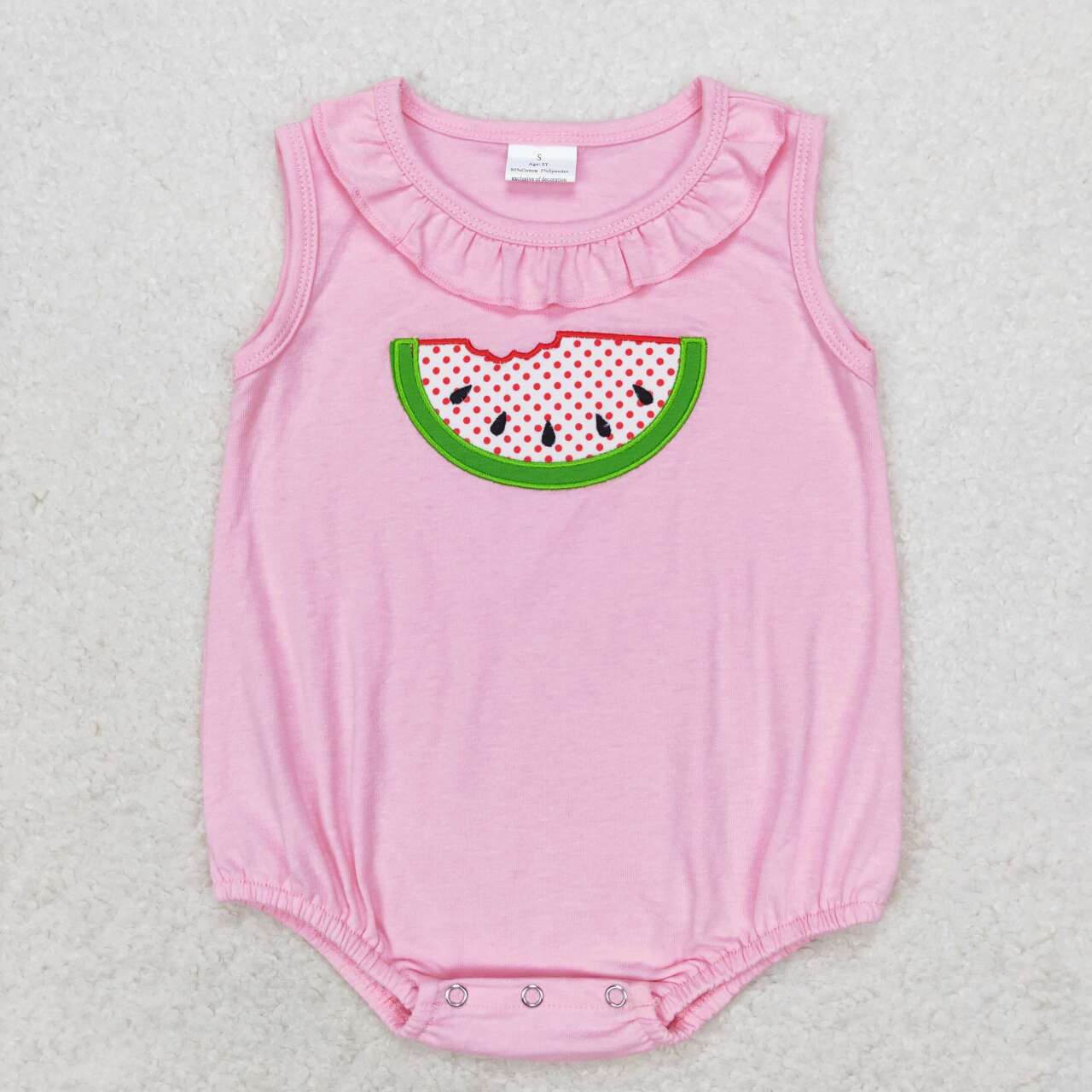 SR1649 embroidery watermelon pink sleeveless girls romper