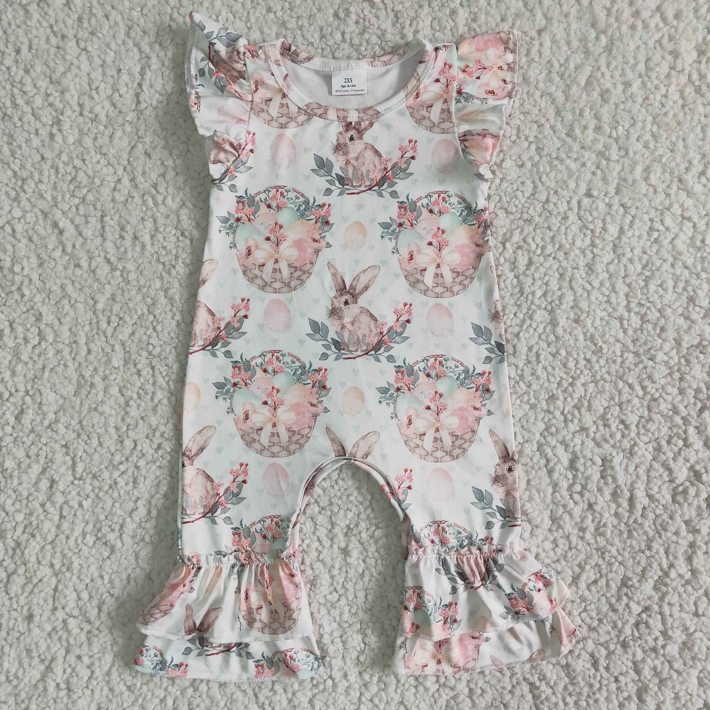 B6-27 Easter Baby Girls Rabbits Cute Romper