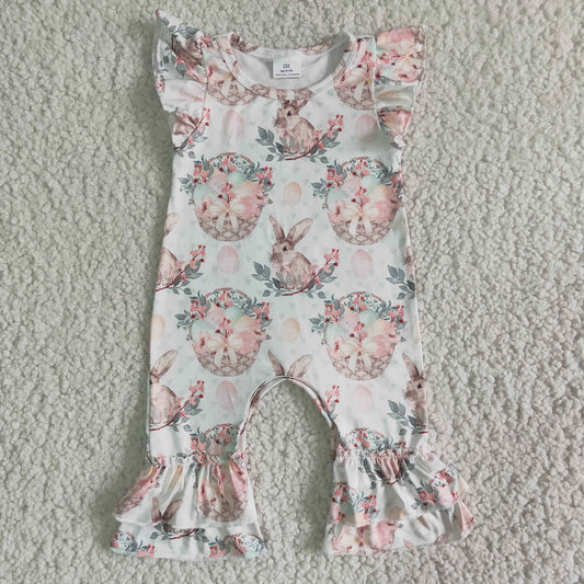 B6-27 Easter Baby Girls Rabbits Cute Romper