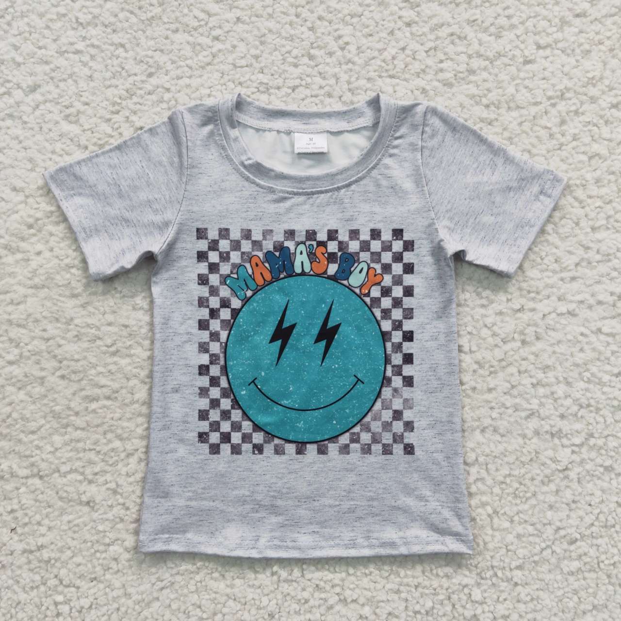 BT0225 MAMAS BOY Cell Smile Grey Boys T-shirts