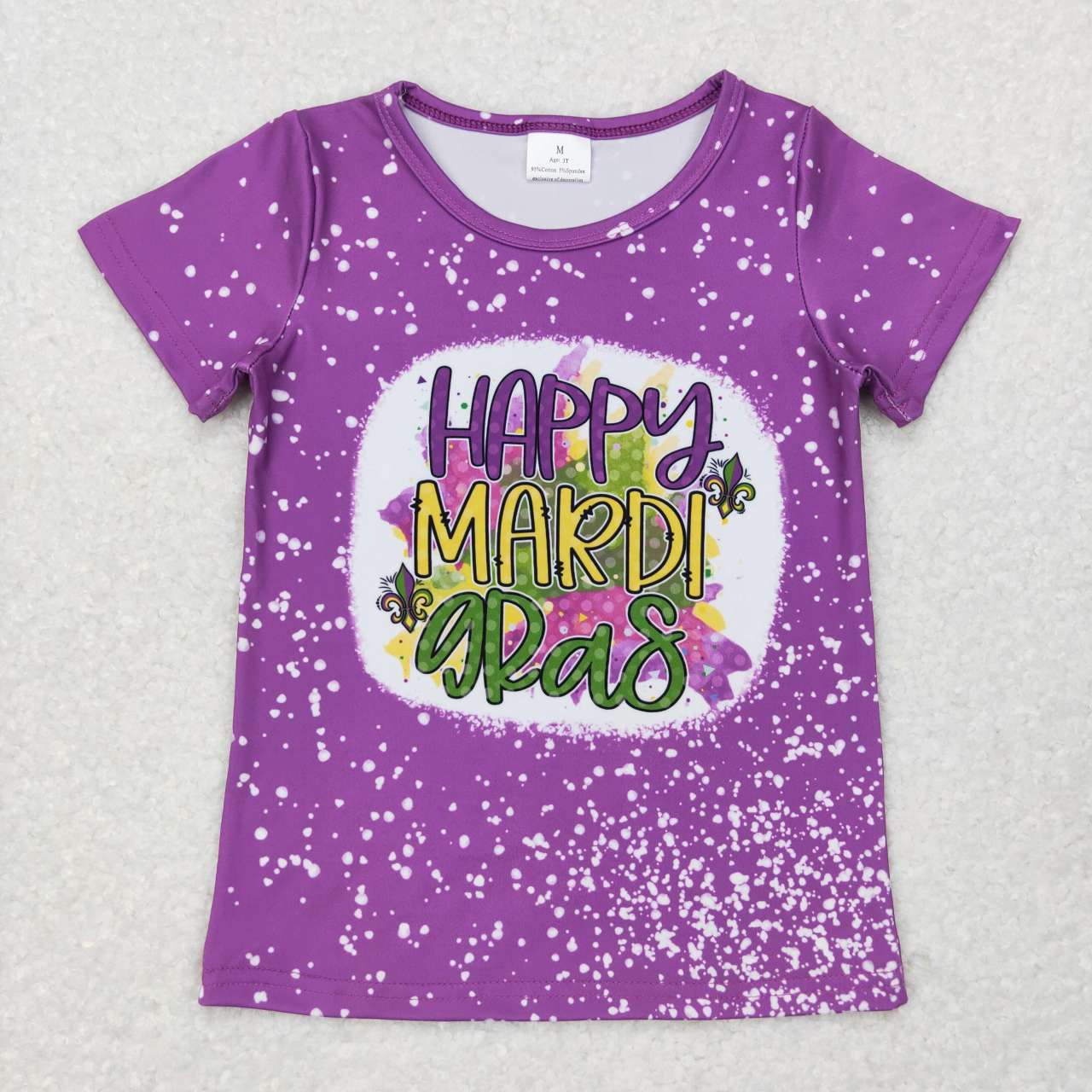 GT0374 Happy Mardi gras purple short sleeve girls t-shirt