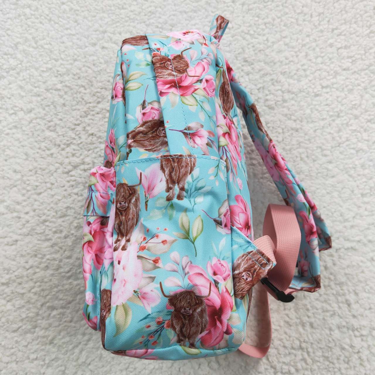 USA SHOP BA0081 Highland Cow Flowers Blue Bag