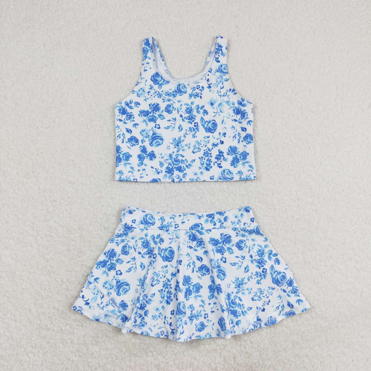 USA SHOP GSD2787 blue flowers sleeveless skirt girls set active wear new
