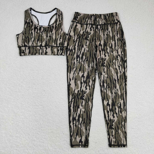 GSPO1461 camo sleeveless pants adult yoga outfit polyester