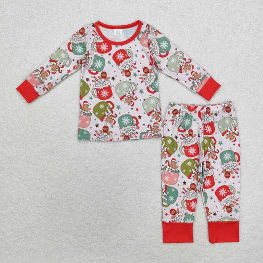 bamboo BLP0783 Christmas gingerbread man pink long sleeve pants boys pajamas